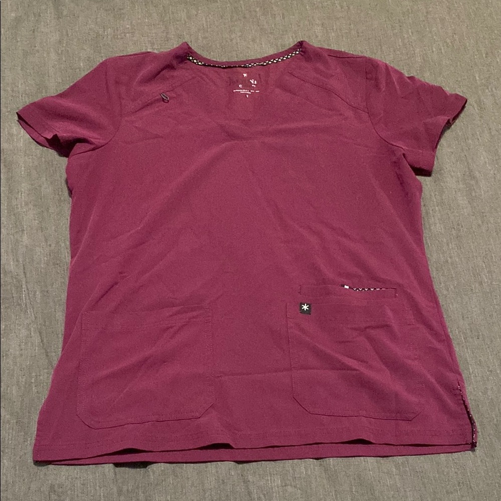 Pink Short Sleeve Crew Neck Tee with Metal Detail